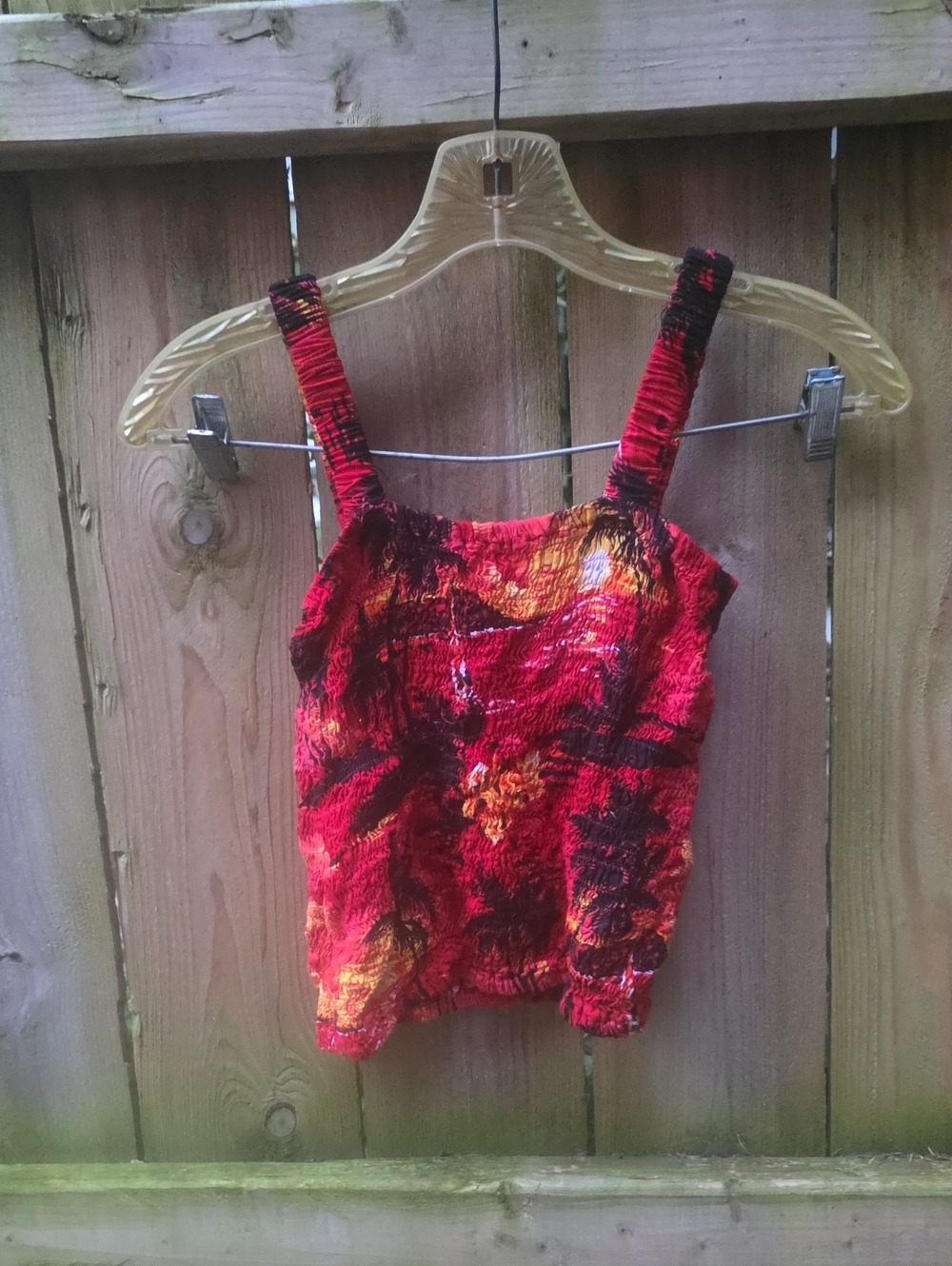 Red Floral Smocked Tank Top - Women